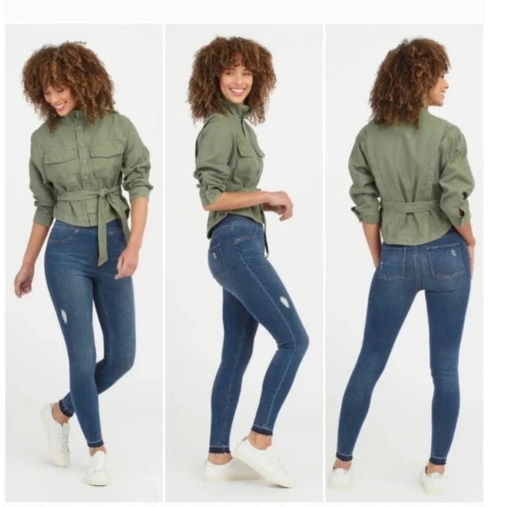 Spanx Women’s Distressed Ankle Skinny Jeans Size XL Medium Wash